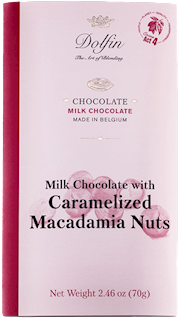 Dolfin 70 gram Milk Chocolate Bar with Caramelized Macadamia Nuts 2.5 OZ