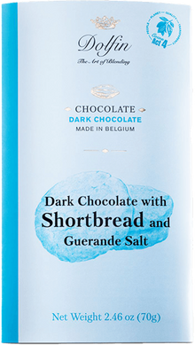 Dolfin 70 Gram Dark Chocolate Bar with Shortbread and Sea Salt 2.5 OZ