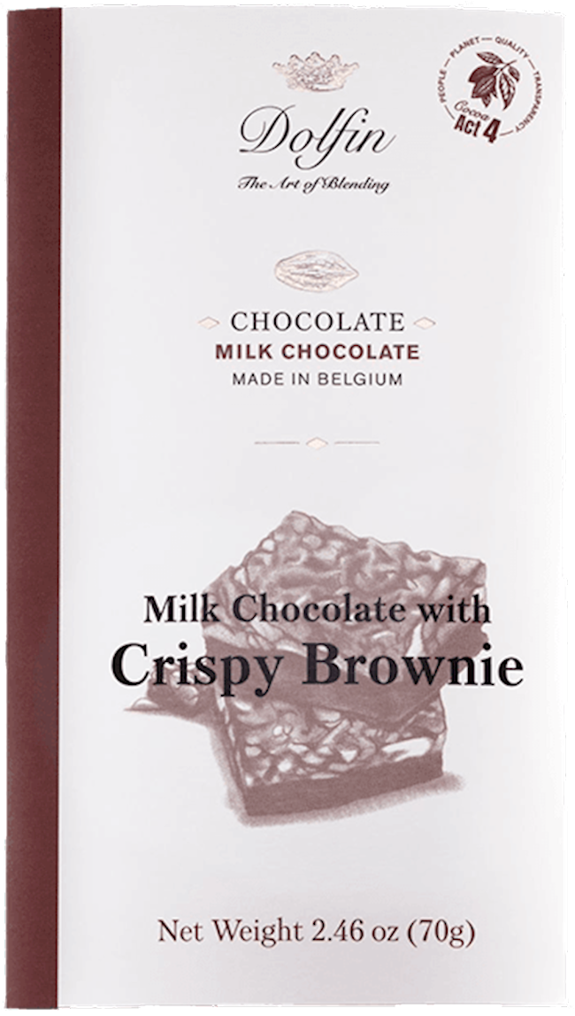 Dolfin 70 Gr Milk Bar With Crispy Brownie 2.5 Oz