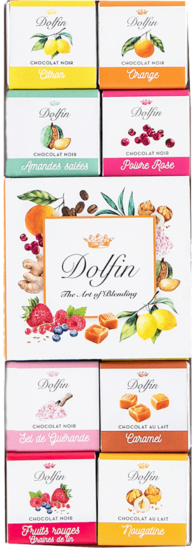 Wholesale Dolfin Chocolates 24 Pc Box With Neopolitans-Panache (Variety Pack) 3.8 Oz- Bulk
