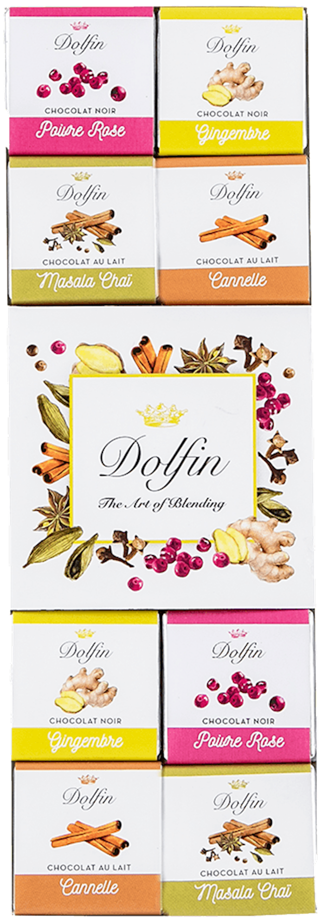 Dolfin Chocolates 24 Pc Box With Neopolitans Spices (Variety Pack) 3.8 Oz