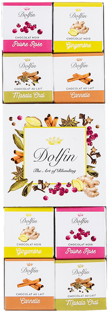 Dolfin Chocolates 24 Piece Box with Napolitains Spices Variety Pack 3.8 OZ