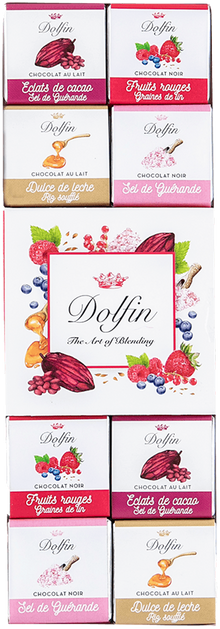 Wholesale Dolfin Chocolates 24 Pc Box With Neopolitans Sugar And Salt Mix (Variety Pack) 3.8 Oz- Bulk