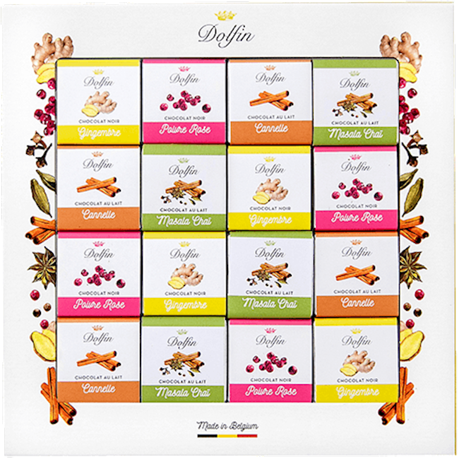 Dolfin Chocolates 48 Pc Box With Neopolitans-Spices (Variety Pack) 7.6 Oz