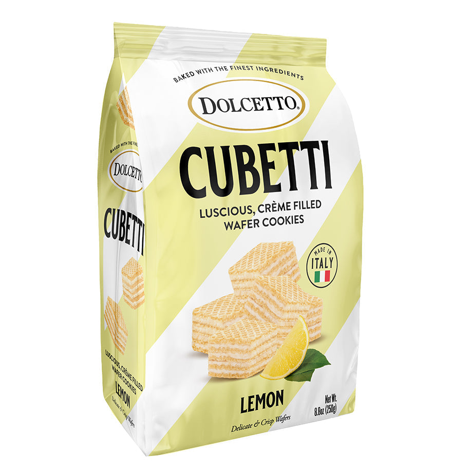 Wholesale Dolcetto Lemon Cubetti Wafer Cookies Bag 8.8 oz Bag- Bulk