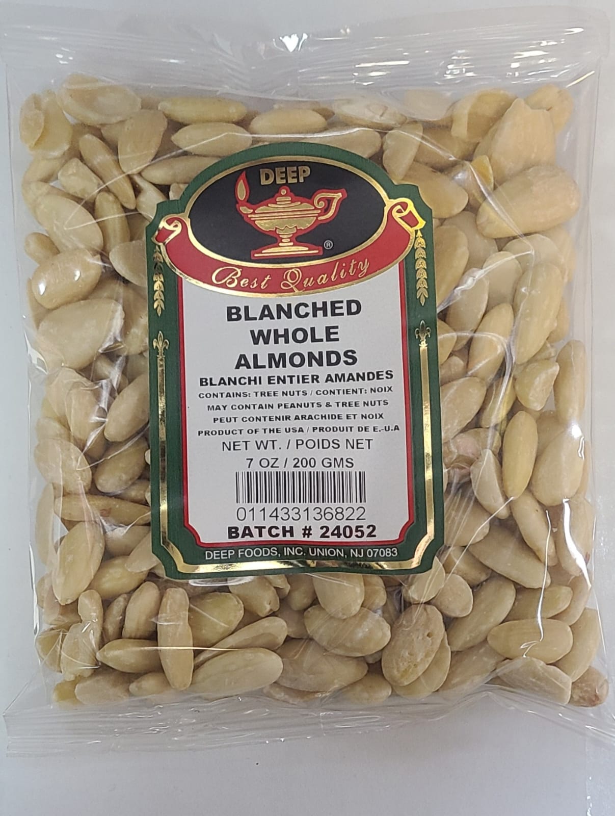 Wholesale Deep Whole Blanched Almonds 7 oz-20 Ct Case Bulk