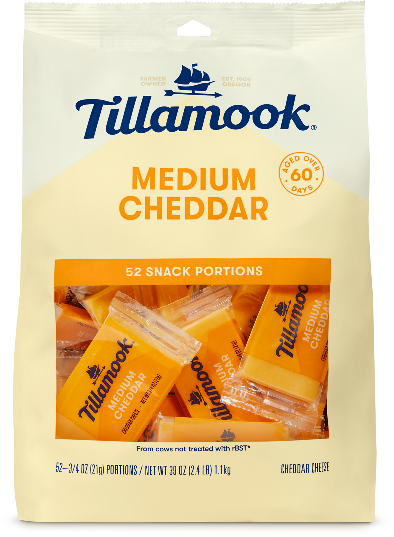 Tillamook Medium Cheddar Cheese Portions 10oz 12ct