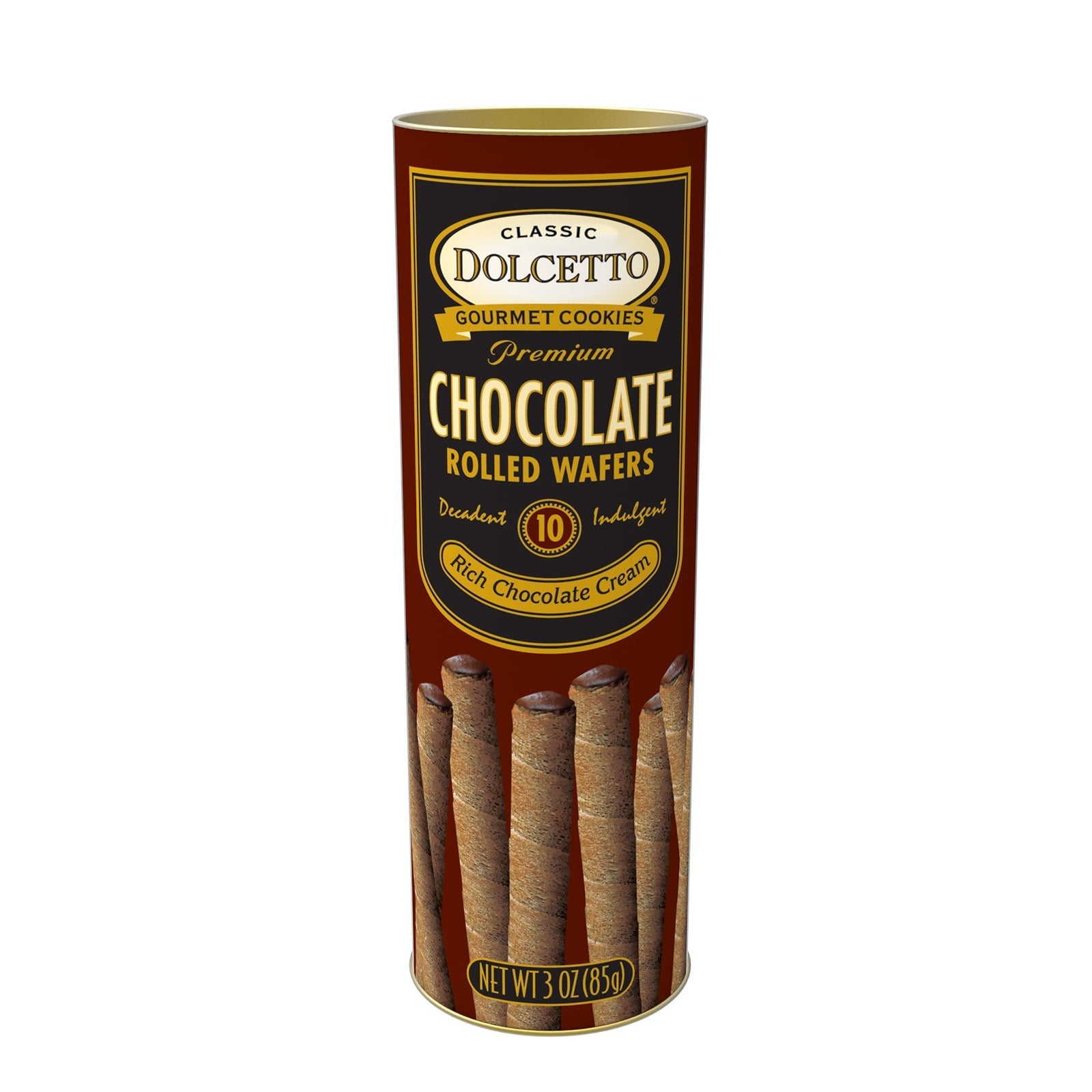 Wholesale Dolcetto Chocolate Wafer Rolls Tin 3 oz Bag- Bulk