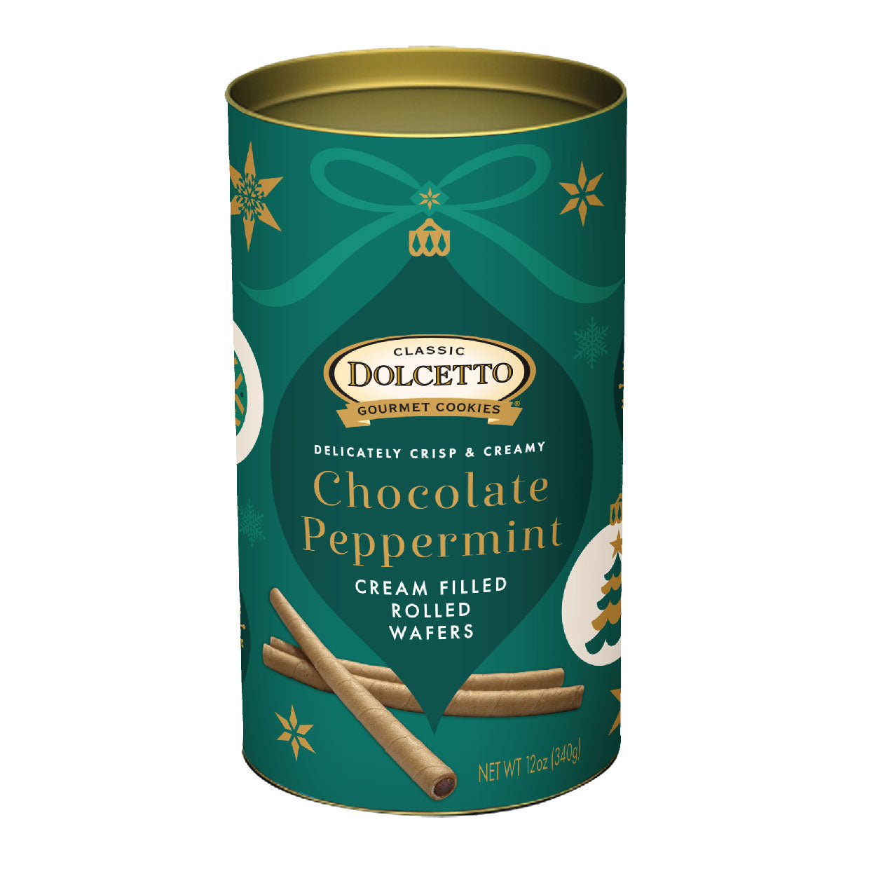 Wholesale Dolcetto Chocolate Peppermint Seasonal Wafer Rolls 12 Oz Tin- Bulk