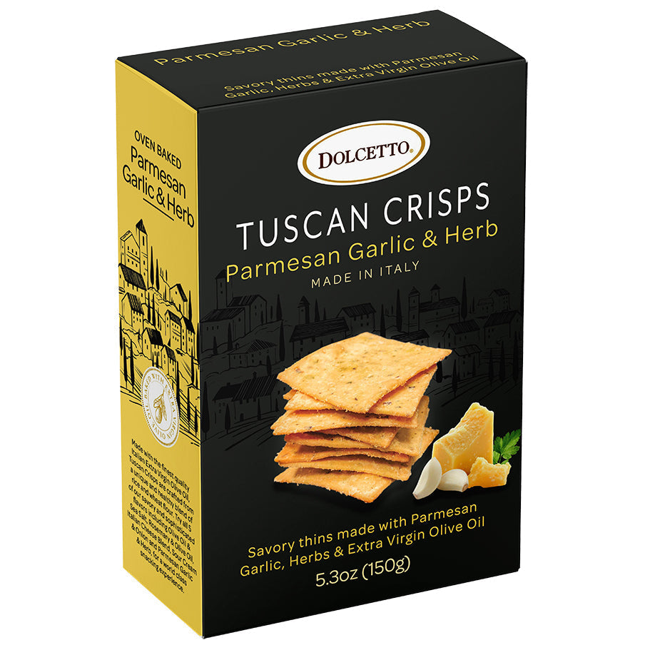 Wholesale Dolcetto Parmesan Garlic & Herb Tuscan Crisps Box 5.3 oz Bag- Bulk