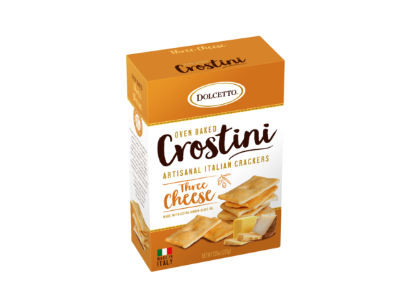 Wholesale Dolcetto Three Cheese Crostini Crackers Box 7.05 oz Bag- Bulk