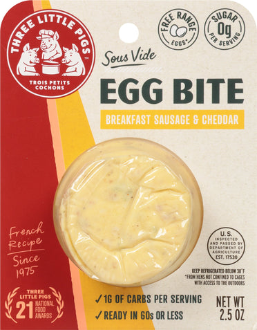 Three Little Pigs Egg Bites with Breakfast Sausage and Cheddar 2.5oz 12ct