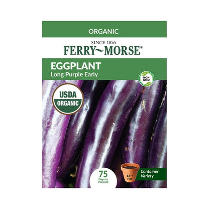 Wholesale Ferry Morse Organic Eggplant Long Purple Early Vegetable Plant Seeds Full Sun 10z 20ct- Bulk