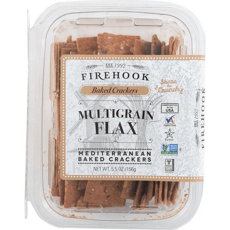 Firehook Baked Crackers Multigrain Flax 5.5oz 8ct