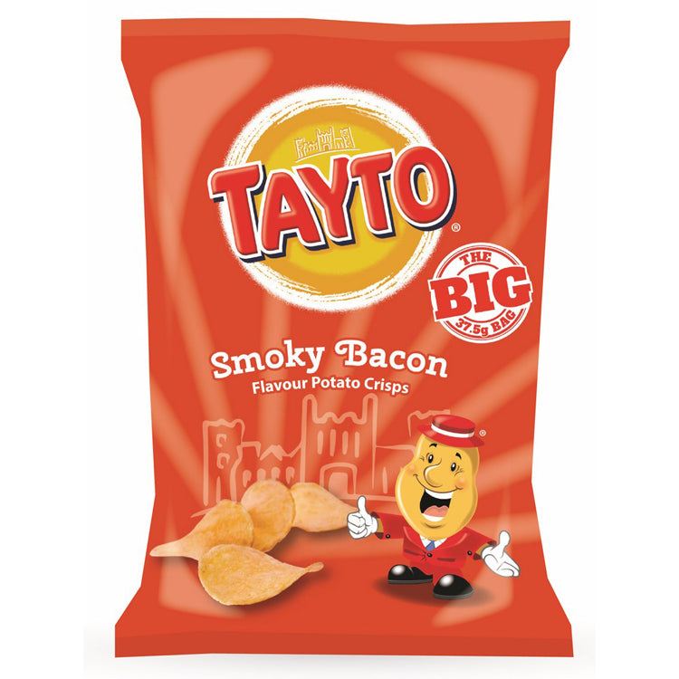 Wholesale Tayto Smokey Bacon Crisps 1.15oz (32.5g)- Bulk