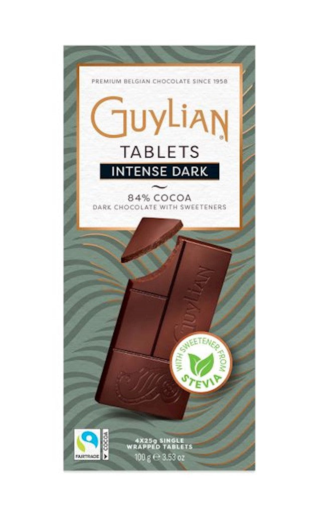 Guylian Dark Chocolate 84% Reduced In Sugars With Sweeteners From Stevia Dark Bar 3.5 Oz (4X25G)