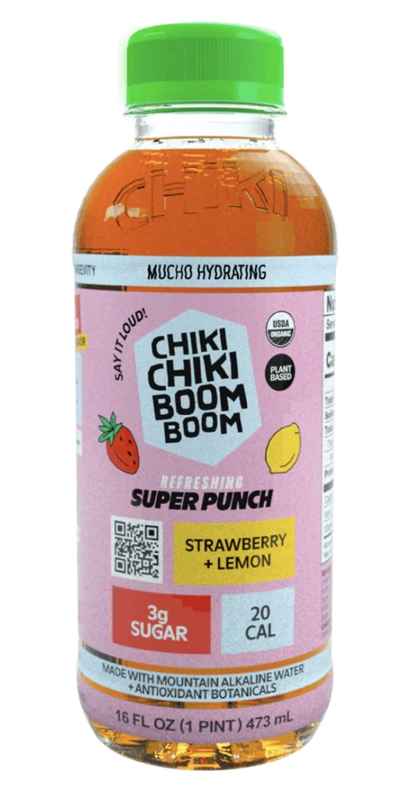 Chiki Chiki Boom Boom Strawberry & Lemon Tropical Water 16 Fl Oz Bottle
