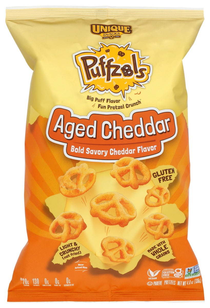 Unique Aged Cheddar Puffzels Snacks 4.8 Oz