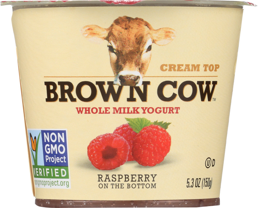 Brown Cow West Cream Top Whole Milk Yogurt Raspberry Fruit on the Bottom 5.3 Oz Cup