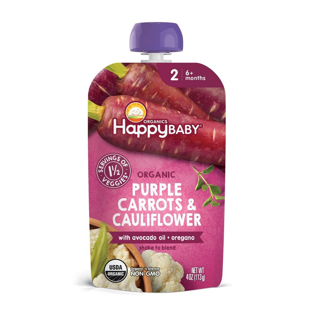 Happy Baby Organics Purple Carrot Cauliflower With Avocado Oil And Oregano Pouch 4 Oz