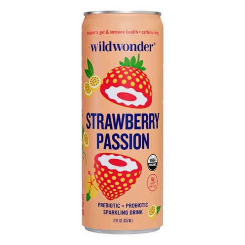 Wildwonder Strawberry Passion Organic Prebiotic Sparkling Drink 12 fl oz