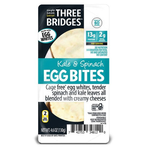 Wholesale Three Bridges Kale and Spinach Egg Whites 4.6 Oz-7ct box Bulk