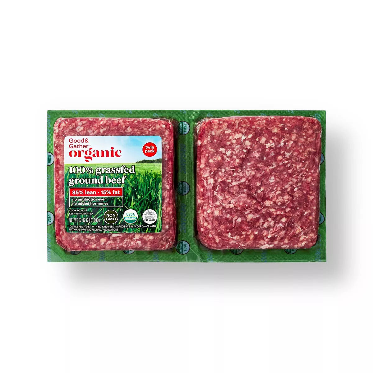 Good & Gather Organic Grassfed Ground Beef Twin Pack 2lb 1ct