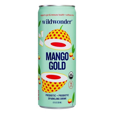 Wildwonder Mango Gold Organic Prebiotic Sparkling Drink 12 fl oz