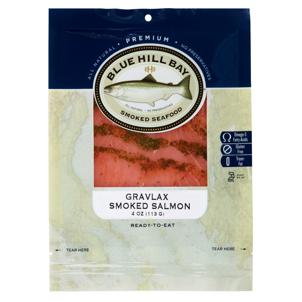 Blue Hill Bay Pre-Sliced Gravlax Smoked Salmon 4 oz Bag