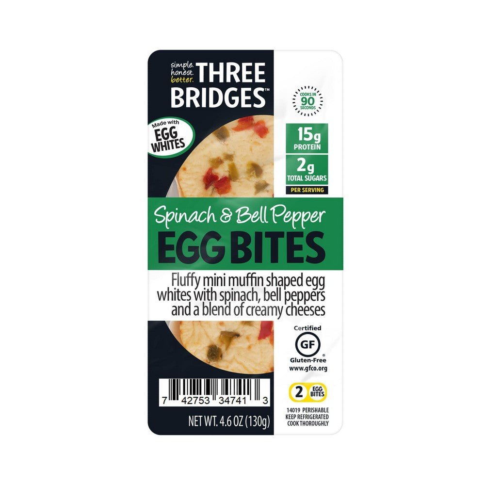 Three Bridges Spinach & Bell Pepper Egg White Bites 4.6 Oz