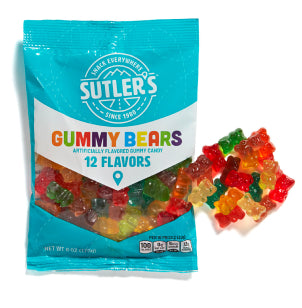 Sutler's 12 Flavor Gummy Bears 6 Oz Bag