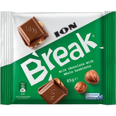 Wholesale Ion Break Milk Chocolate With Whole Hazelnuts 85G Bar- Bulk
