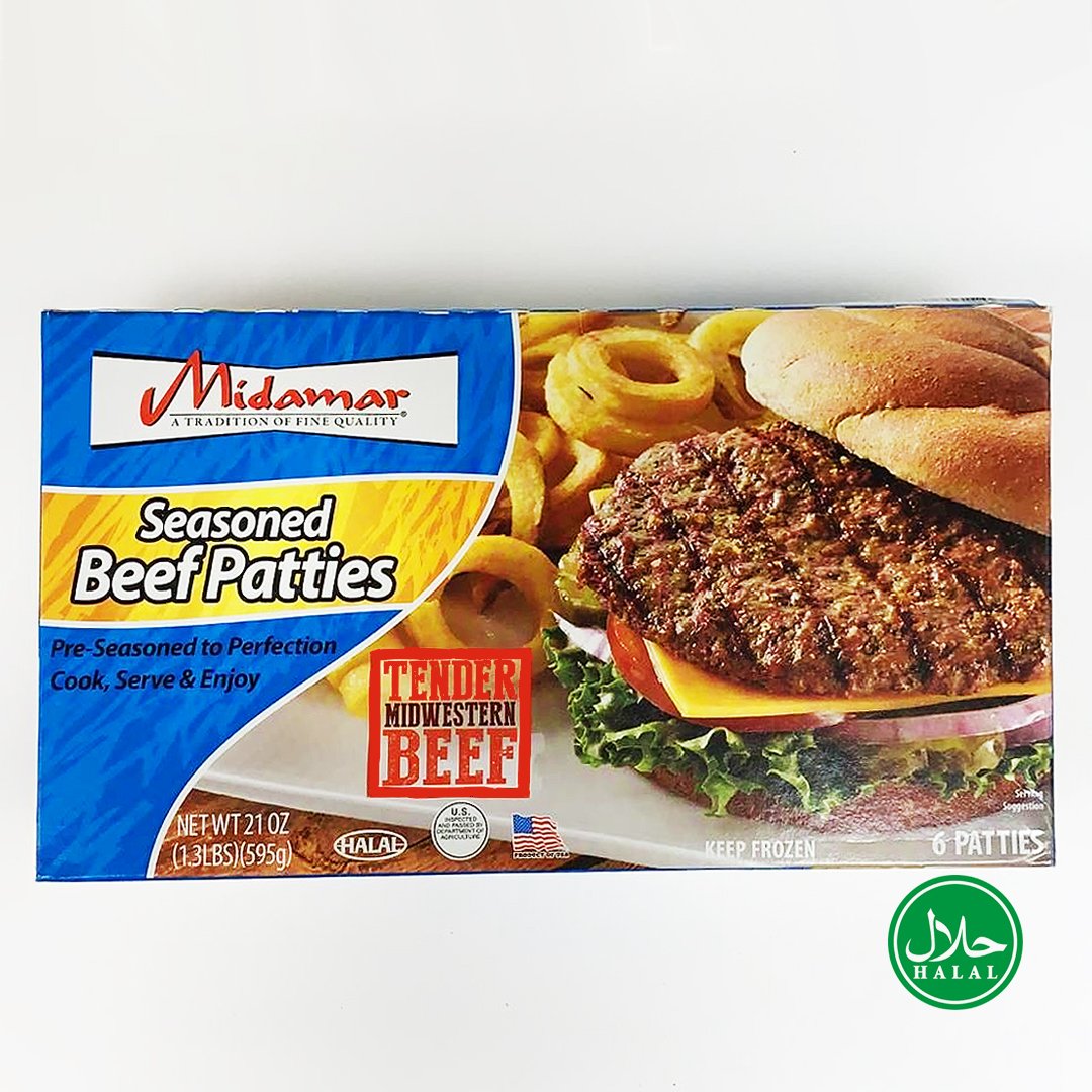 Wholesale Midamar Seasoned Beef Patties 1.3lb-8 Ct Case Bulk