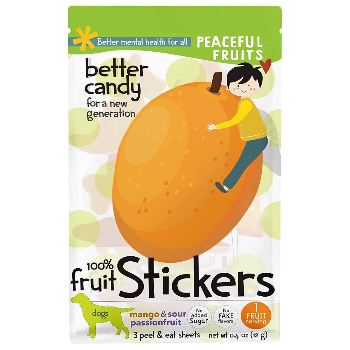 Peaceful Fruits Mango Passionfruit Stickers Candy 0.4 oz