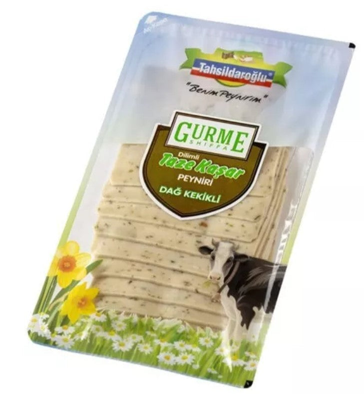 Wholesale Tahsildaroglu Gourmet Shiffa Sliced Kashkaval with Thyme - 12/200g- Bulk