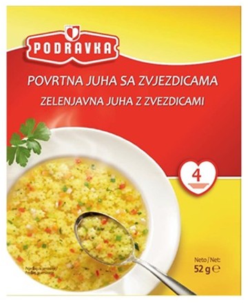Wholesale Podravka Vegetable Soup with Pasta Stars 52 Gram- Bulk