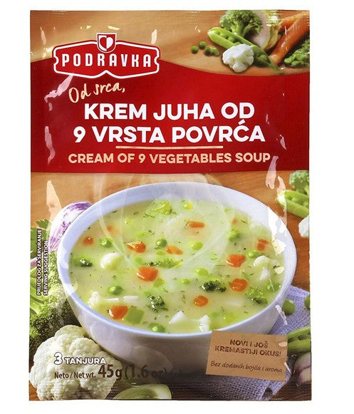 Wholesale Podravka Cream of 9 Vegetables Soup 45 Gram- Bulk