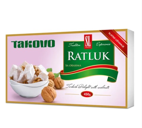 Wholesale Takovo Lokum with Walnuts 450 Gram- Bulk