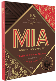 Wholesale MIA Cranberry and Hazelnut 65% Dark Chocolate Bar 2.65 OZ- Bulk