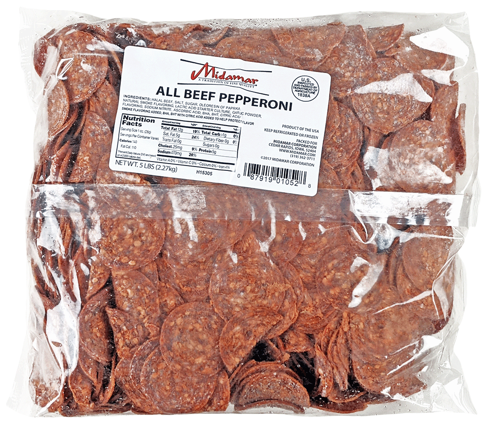 Wholesale Midamar Beef Pepperoni Sliced 5lb-2 Ct Case Bulk