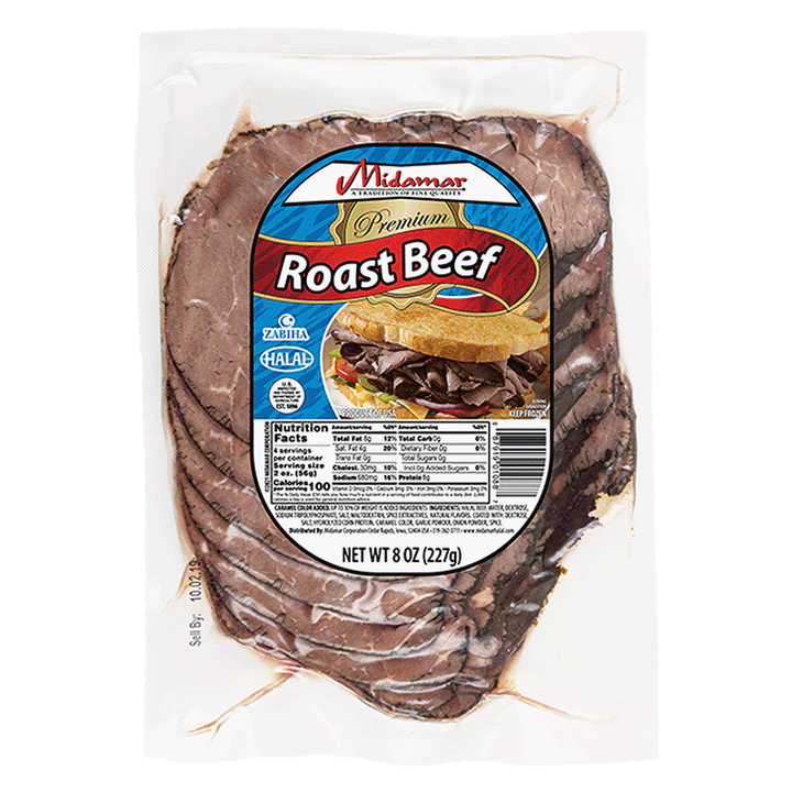 Wholesale Midamar Roasted Beef Sliced 8oz-12 Ct Case Bulk