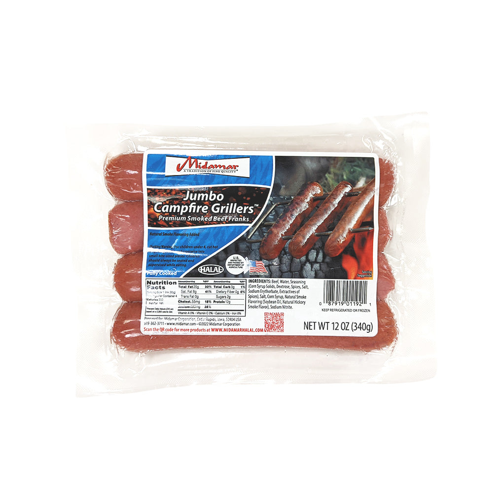 Wholesale Midamar Jumbo Campfire Beef Franks 12oz-12 Ct Case Bulk