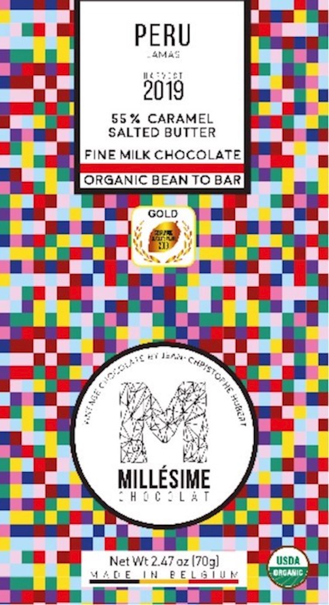 Millesime Peru- 55% Milk Chocolate With Caramel Salted Butter Bar 2.47 Oz.