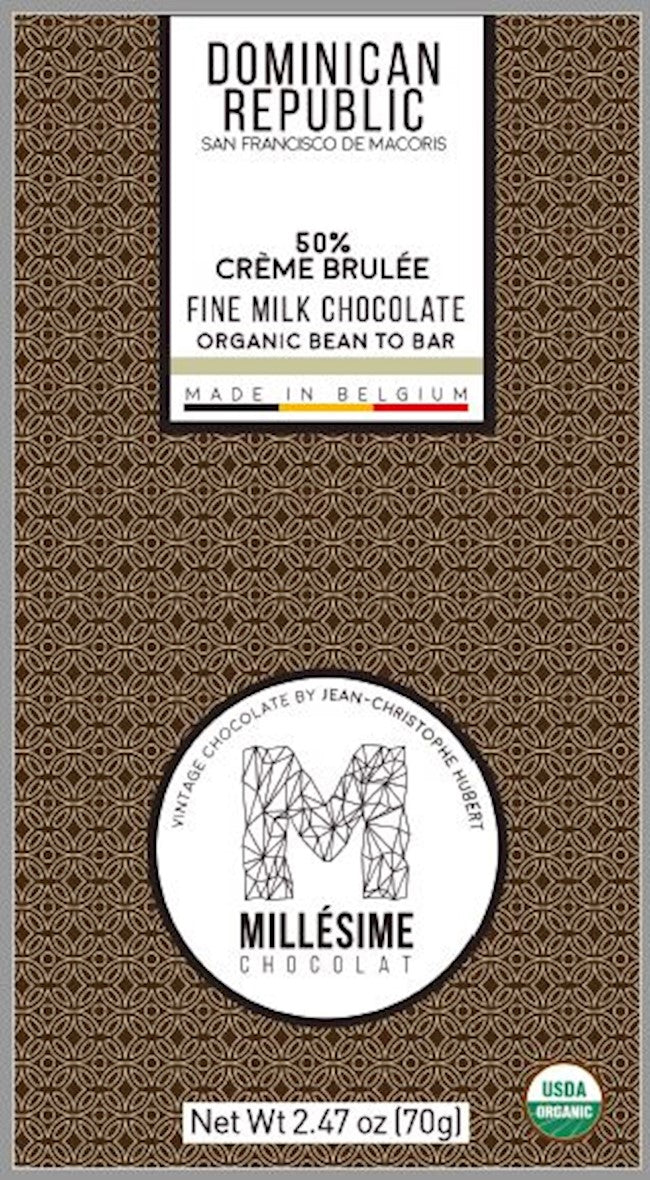 Millesime Dominican Republic – 50% Milk Chocolate Creme Brulée Bar 2.47 Oz.