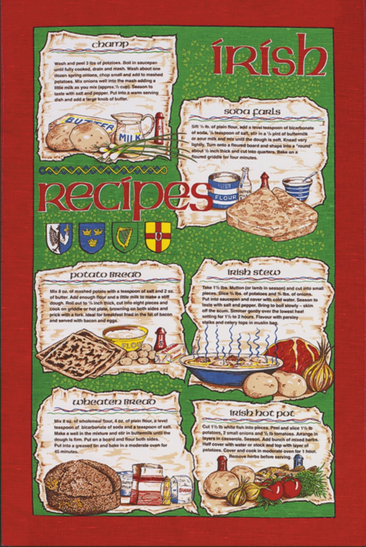 Irish Recipes Tea Towel (Red)