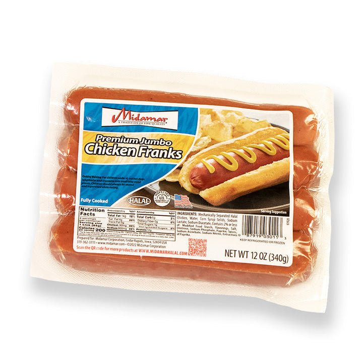 Wholesale Midamar Jumbo Chicken Franks 12oz-12 Ct Case Bulk