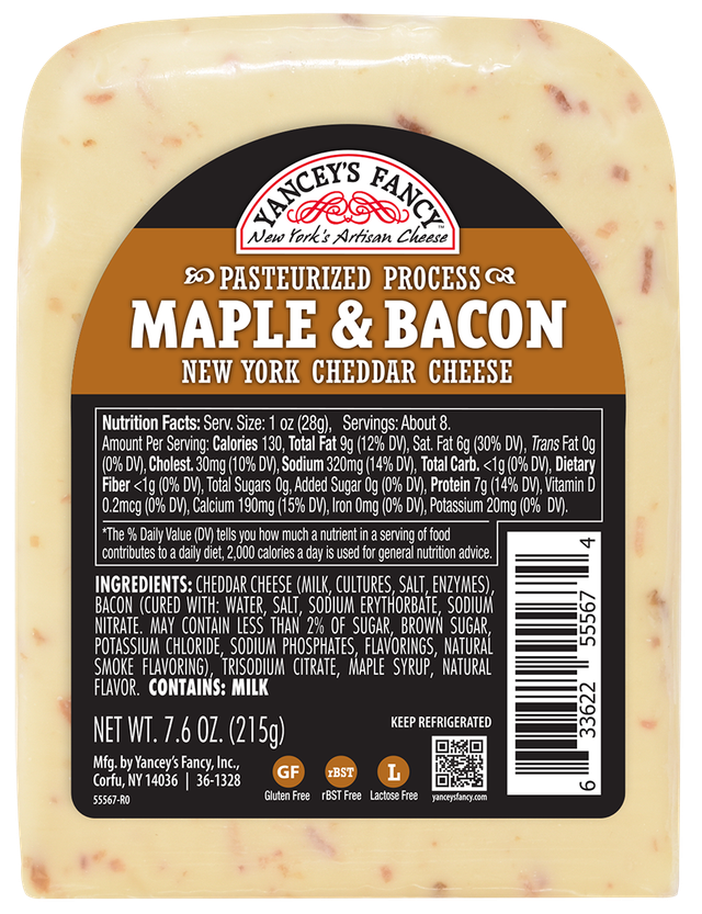 Yancey's Fancy Cheddar Cheese Maple & Bacon 7.6oz 10ct