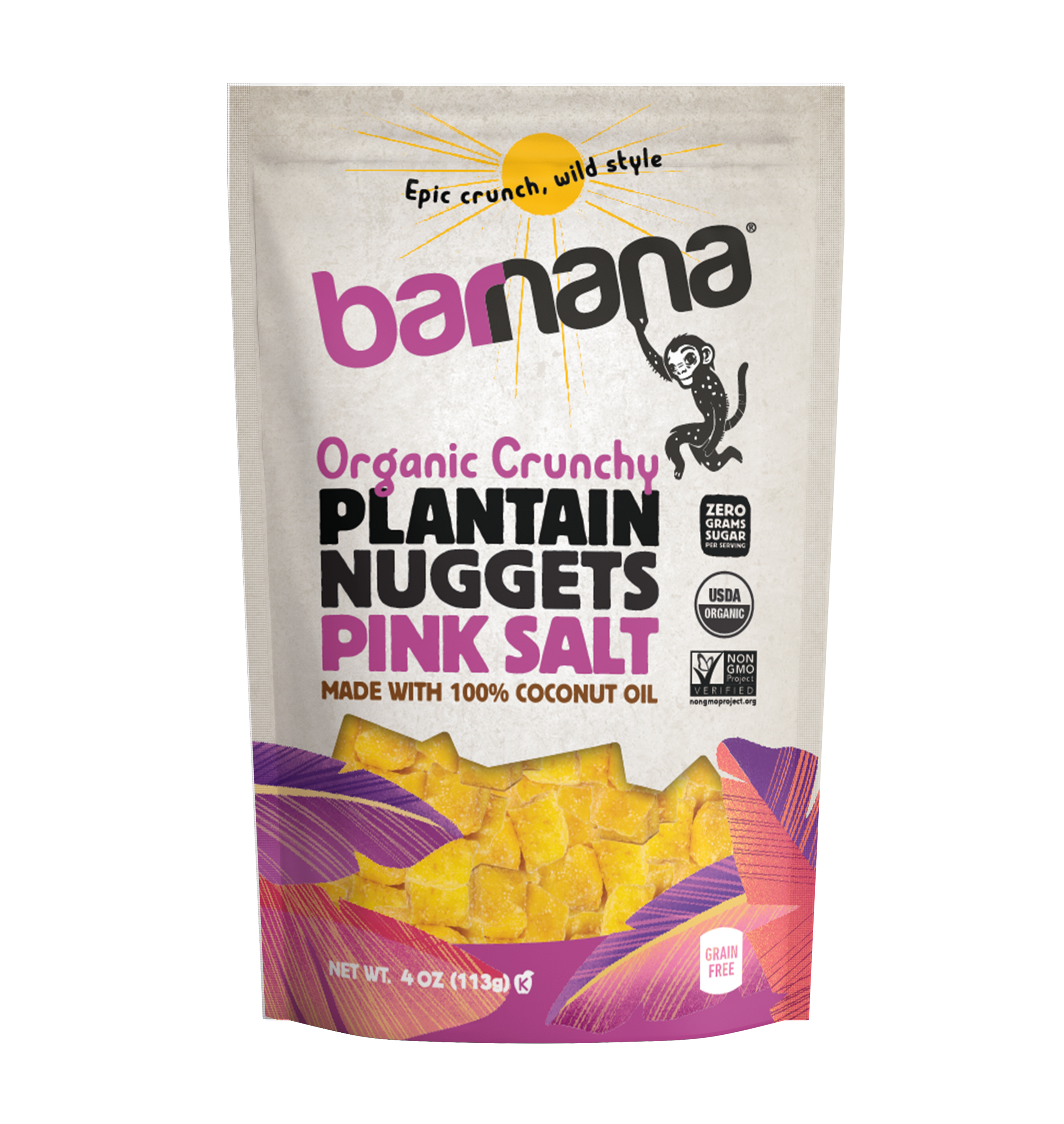 Barnana Plantain Nuggets Pink Salt 4 Oz Bag