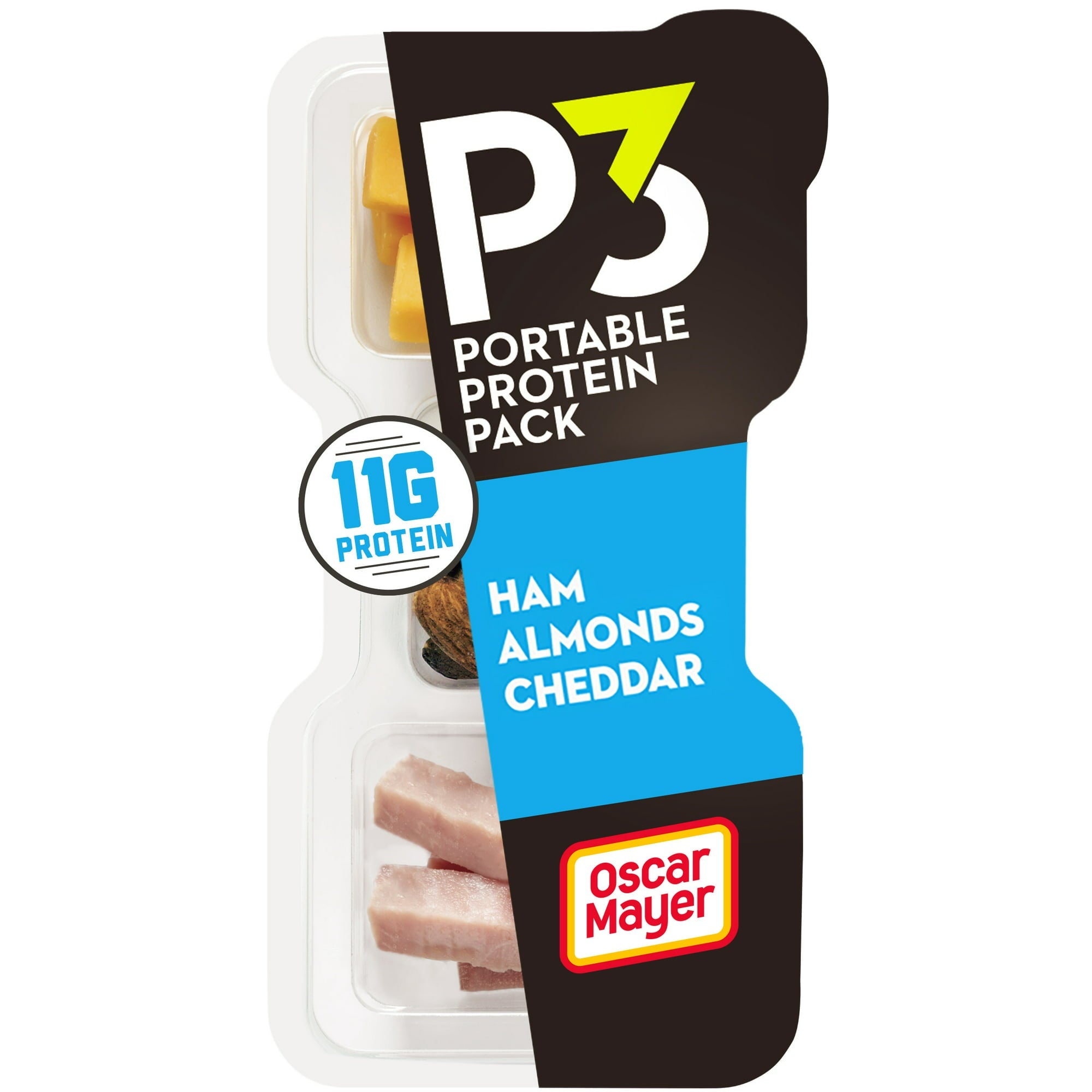 Oscar Mayer P3 Portable Protein Pack Smoked Ham, Almonds and Cheddar Cheese 2 Oz Tray