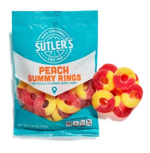 Sutler's Peach Gummy Rings 5.75 Oz Bag